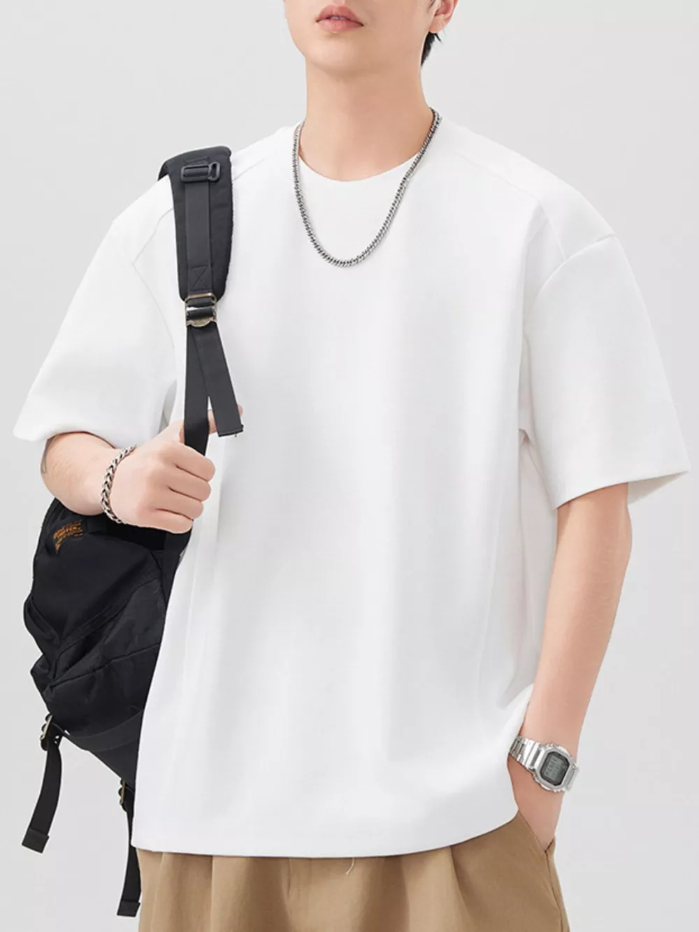 Men's Plus Size Solid Color Casual T-Shirt, image 4