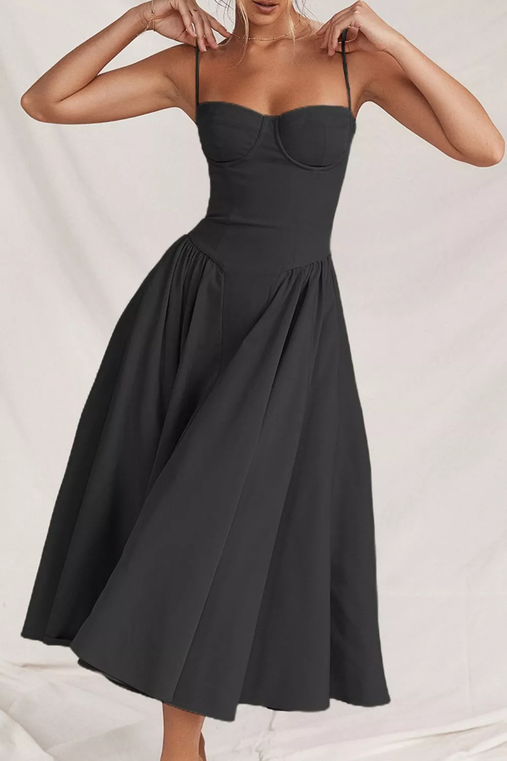 Sweetheart Neck Ruched Midi Dress, image 7