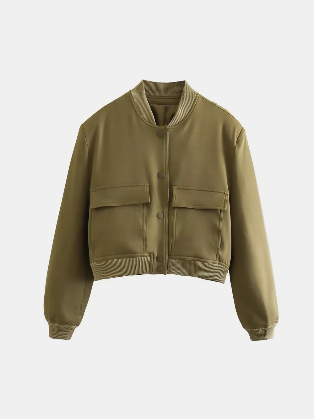 Pocketed Snap Down Baseball Collar Jacket, image 13