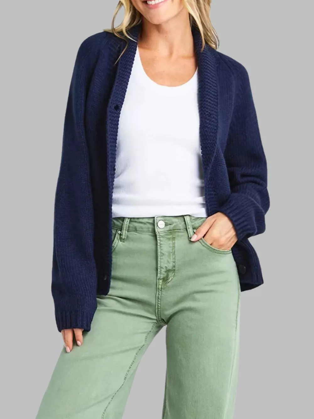 USA Flag Chunky Knit Button-Down Cardigan, image 3