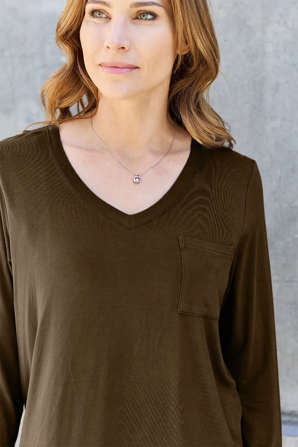 Full Size V-Neck Long Sleeve Top, image 8