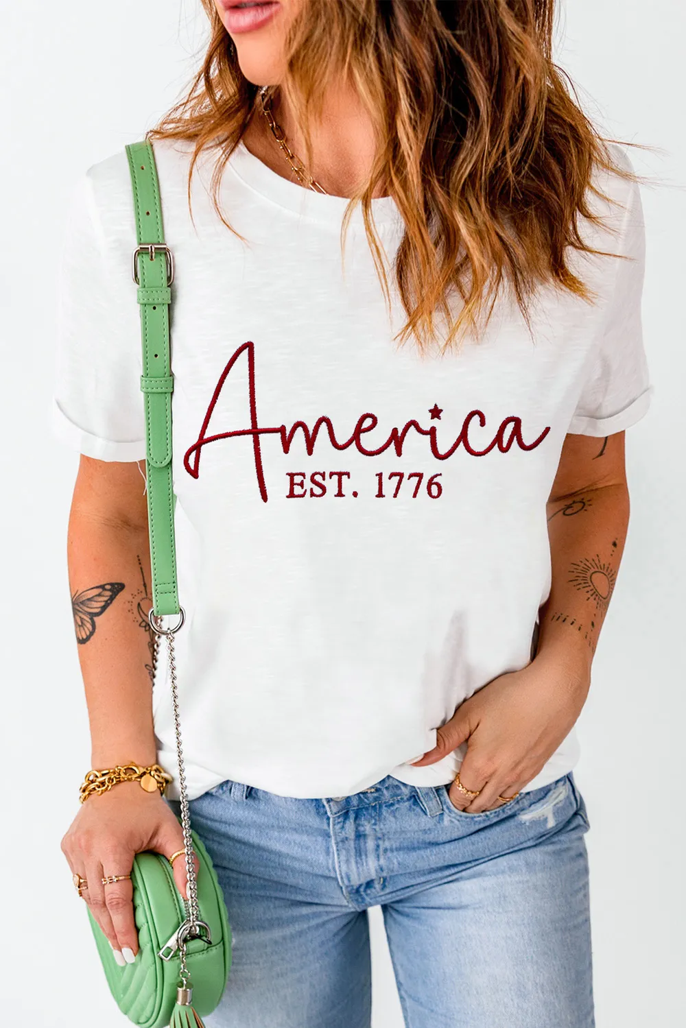 Letter Graphic Round Neck Short Sleeve T-Shirt, image 3