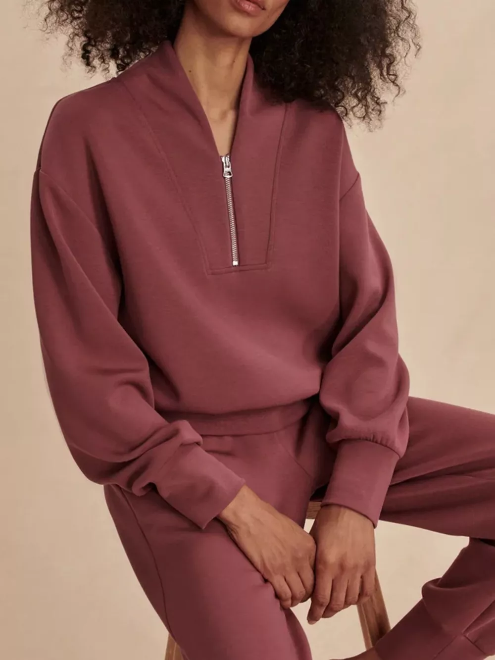 Quarter-Zip Sweatshirt and Wide-Leg Pants Set, image 12