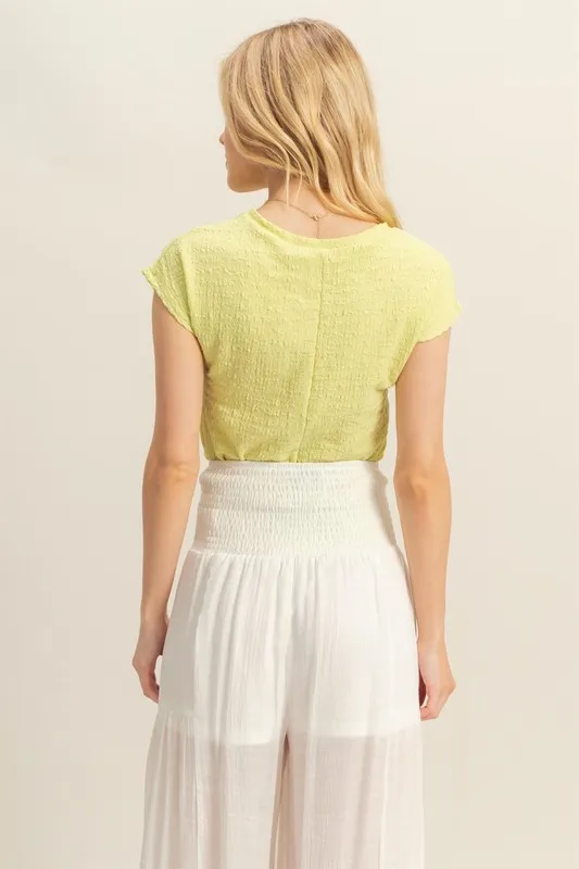 Textured Round Neck Cap Sleeve Knit Top, image 3