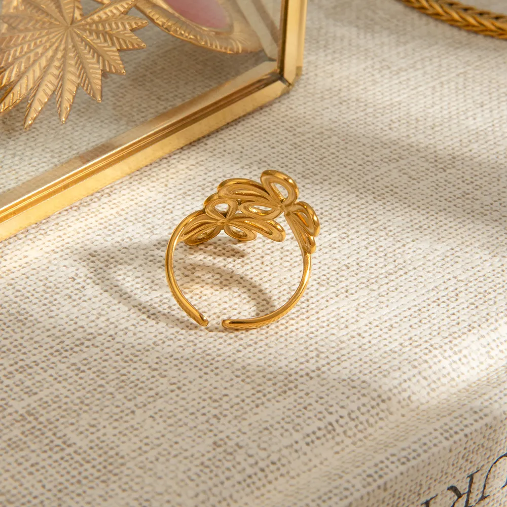Stainless Steel Flower Ring, image 3