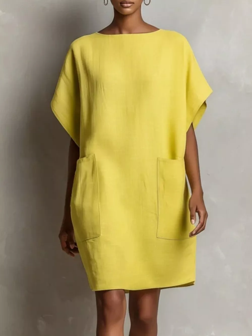Full Size Round Neck Shift Dress with Pockets Plus Size, image 3