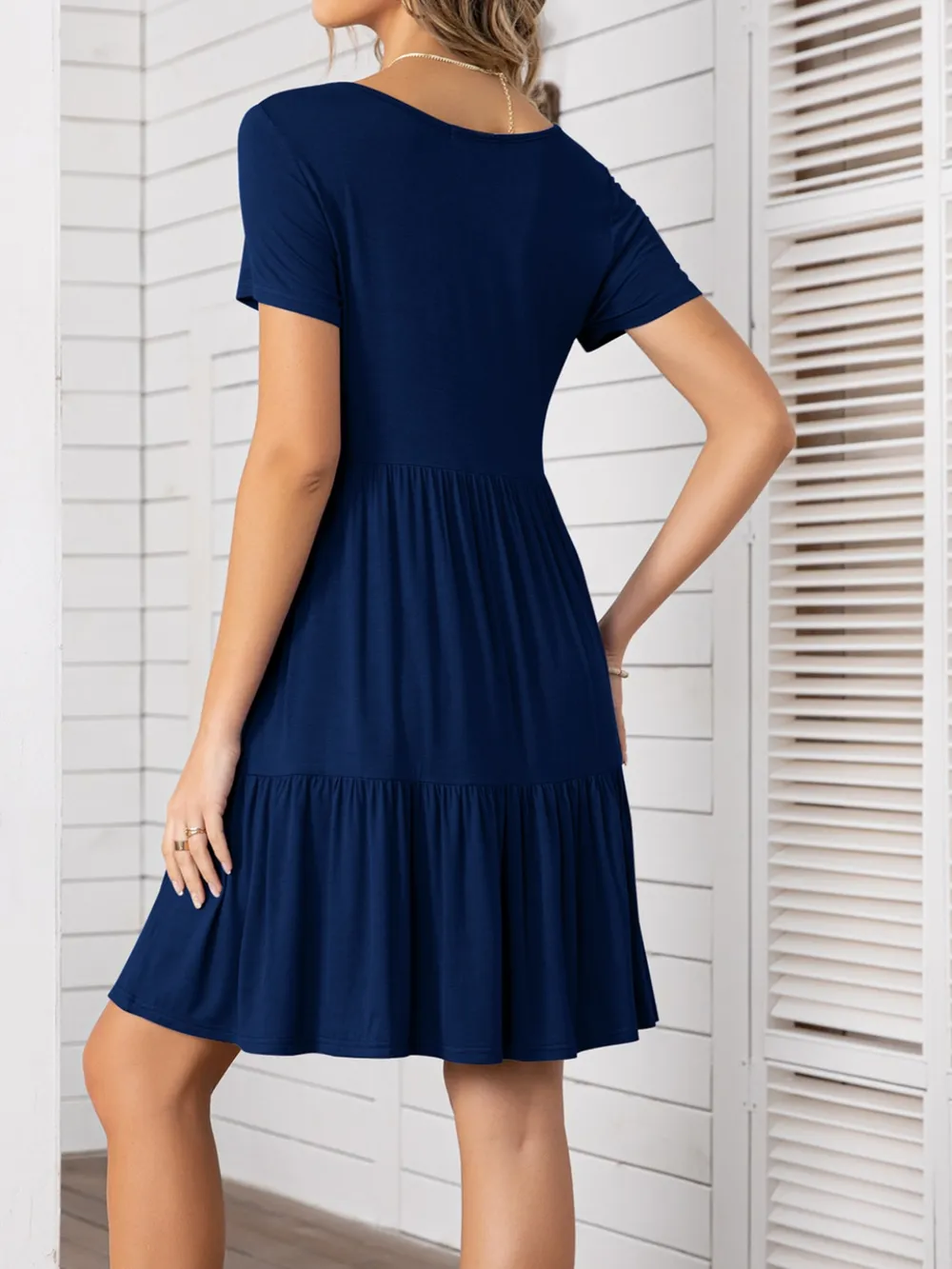 Round Neck Short Sleeve Mini Tee Dress, image 9