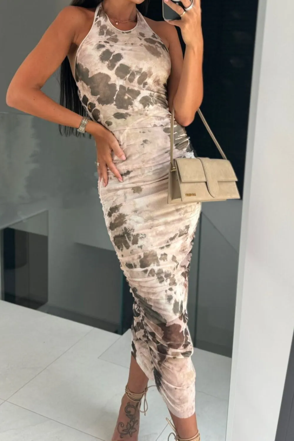 Backless Printed Halter Neck Dress, image 5