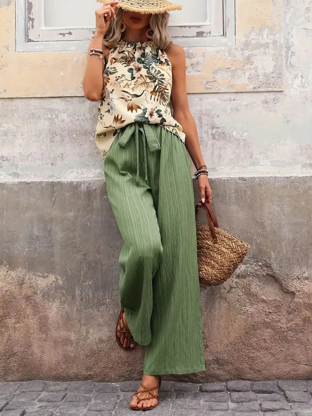 Printed Tank Top and Wide Leg Pants Set, image 11