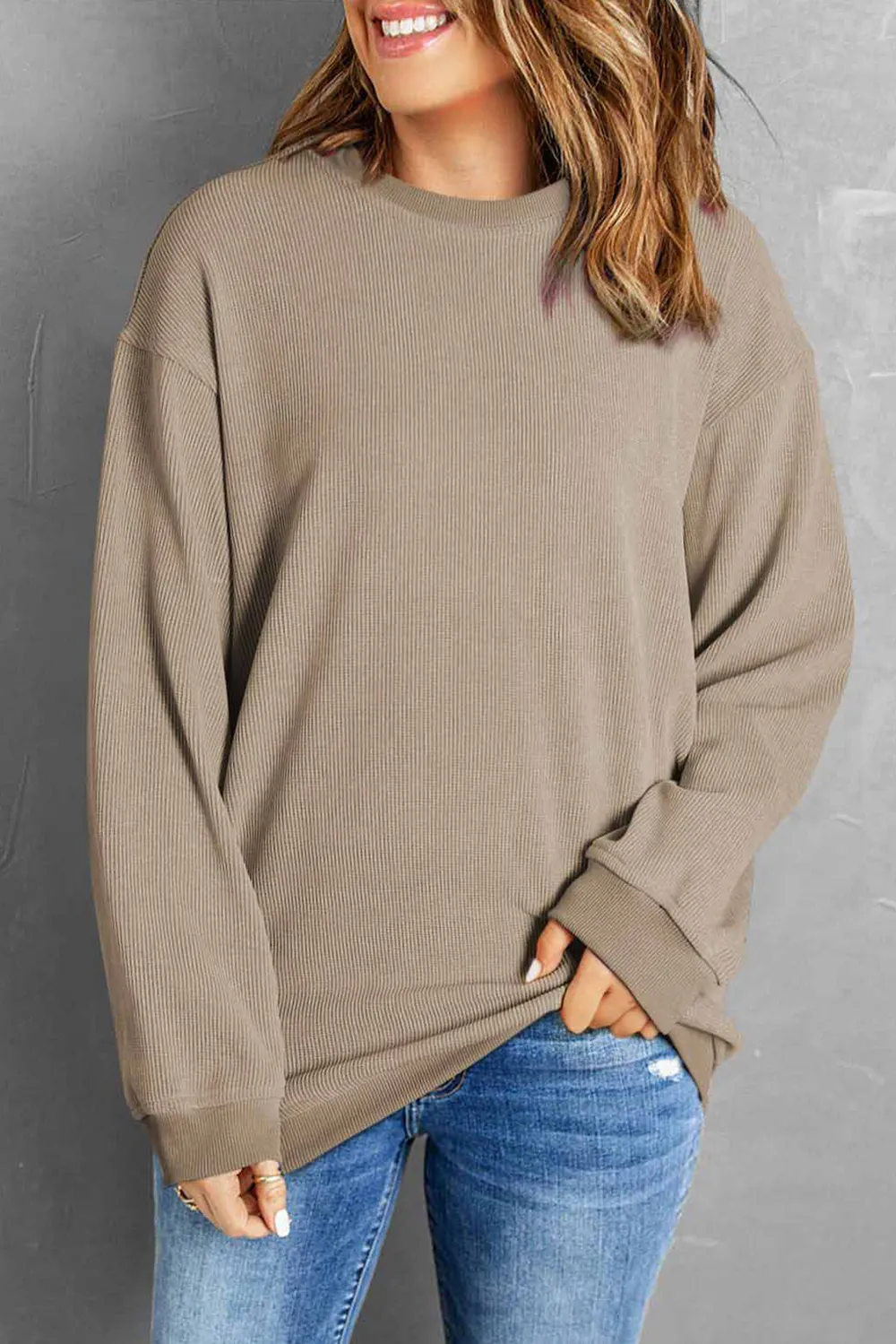 Round Neck Dropped Shoulder Sweatshirt, image 7