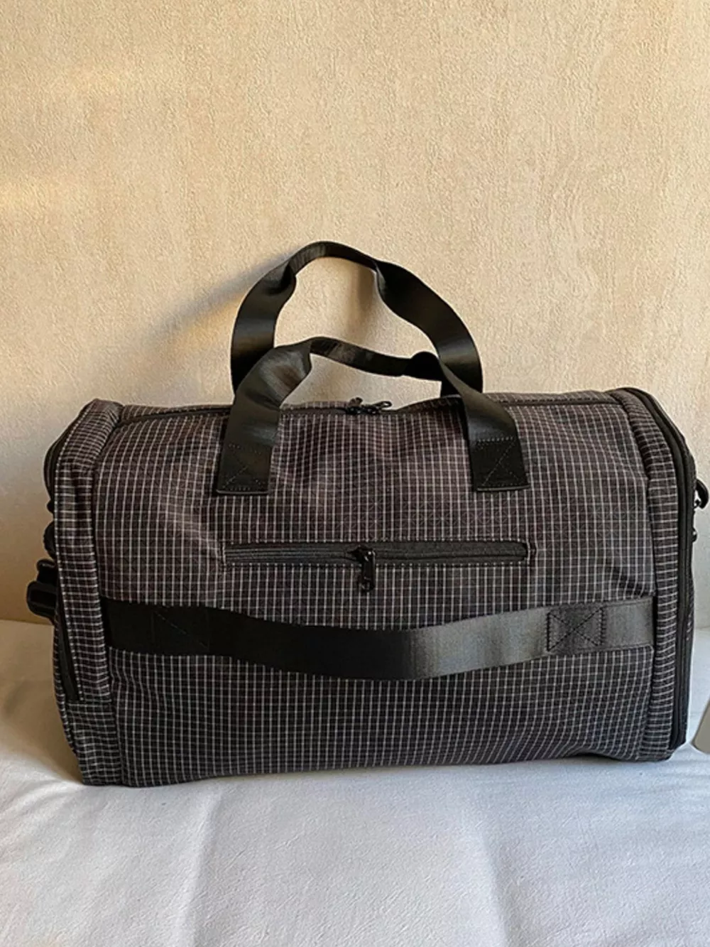 Plaid Duffel Bag with Multiple Pockets, image 4