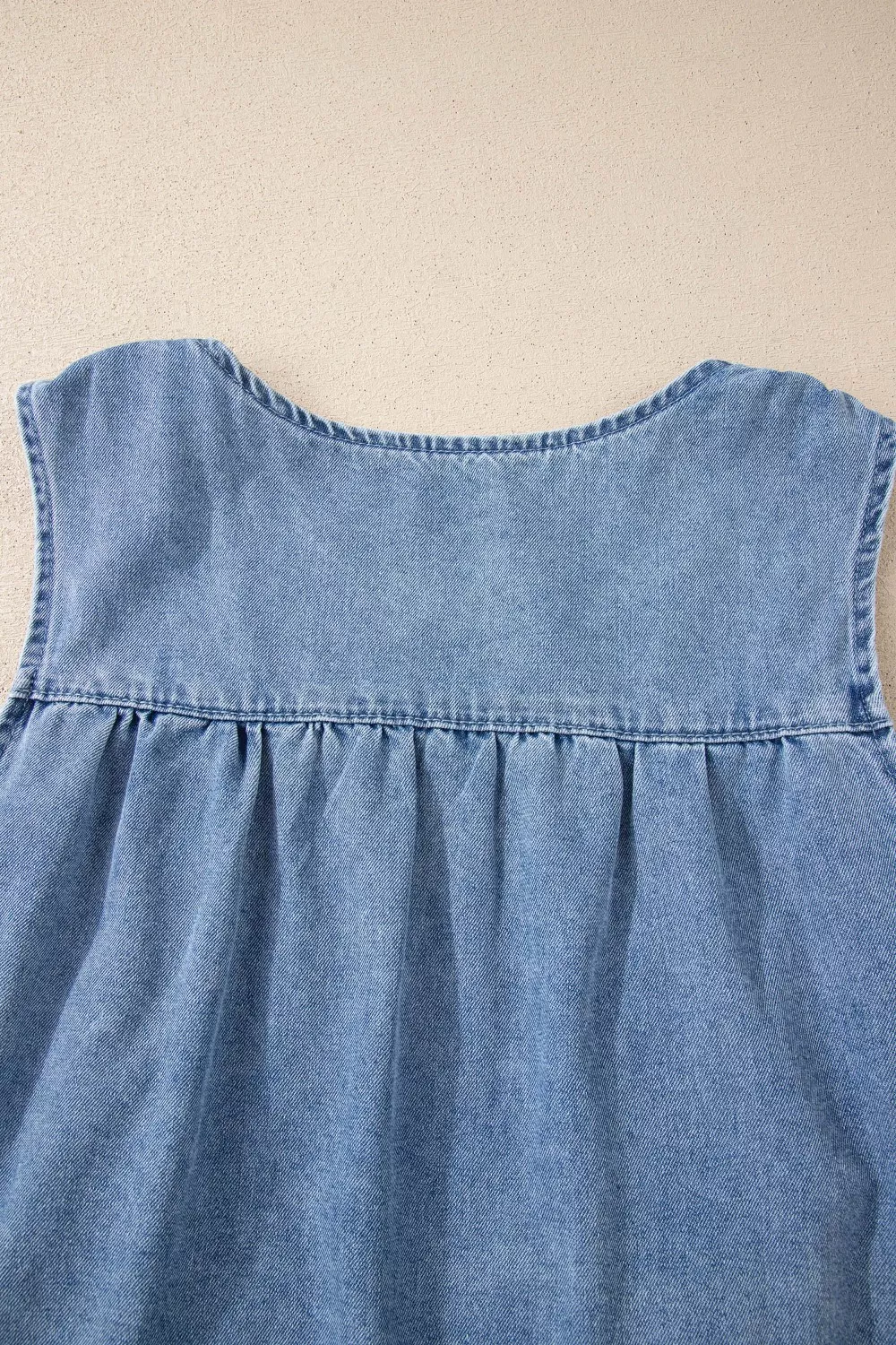 Denim Pleated Patchwork Sleeveless Top, image 10