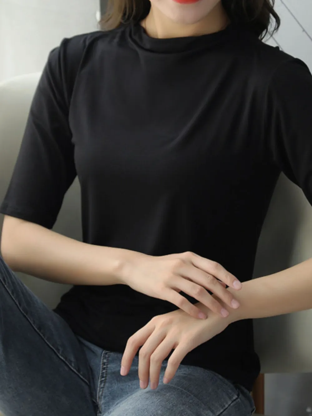 Solid Color Short Sleeve T-Shirt