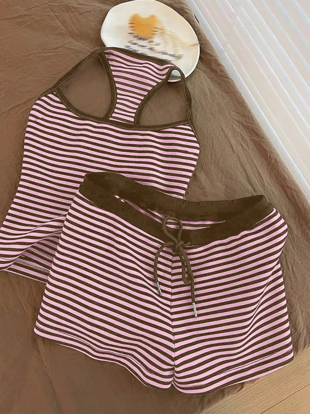 Striped Tank Top and Shorts Set, image 2