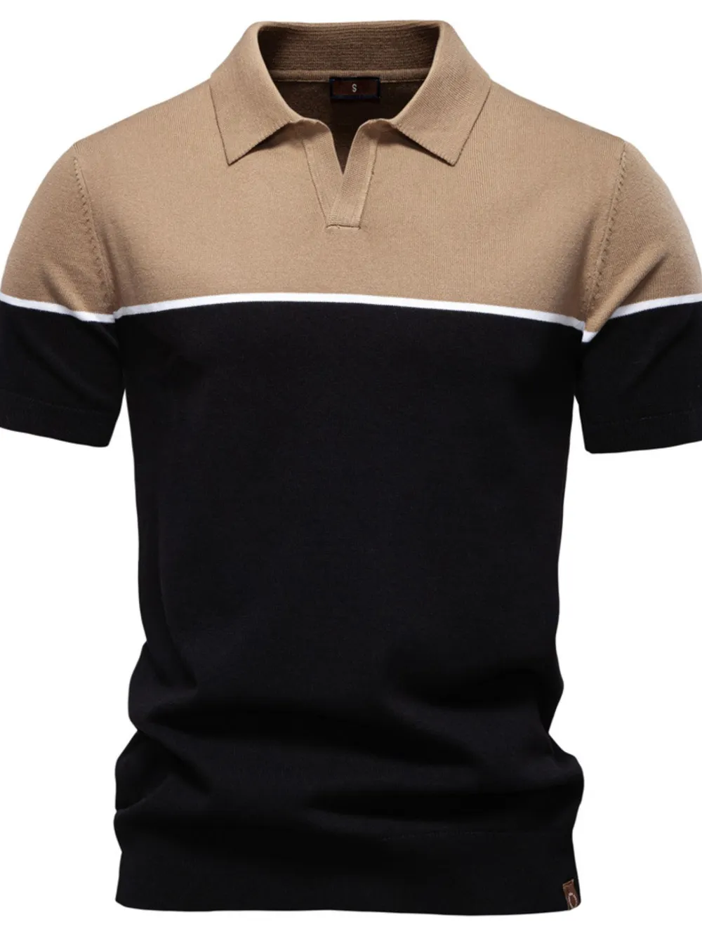 Men's Color Block Short Sleeve Knit Polo Shirt, image 6