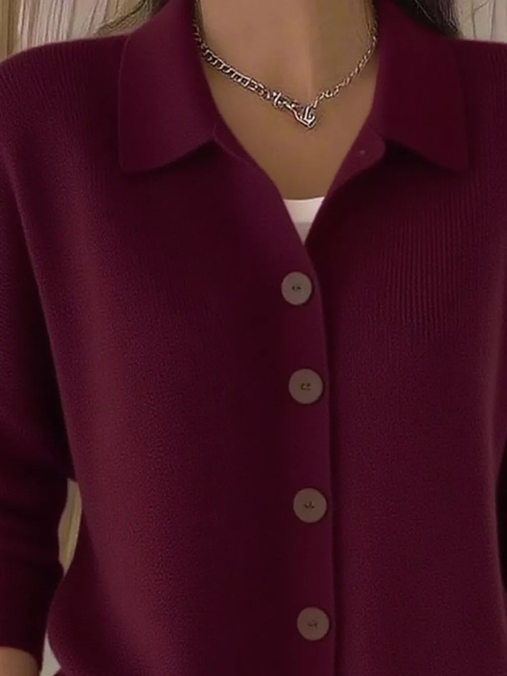 Full Size Button-Down Knit Cardigan Plus Size, image 3