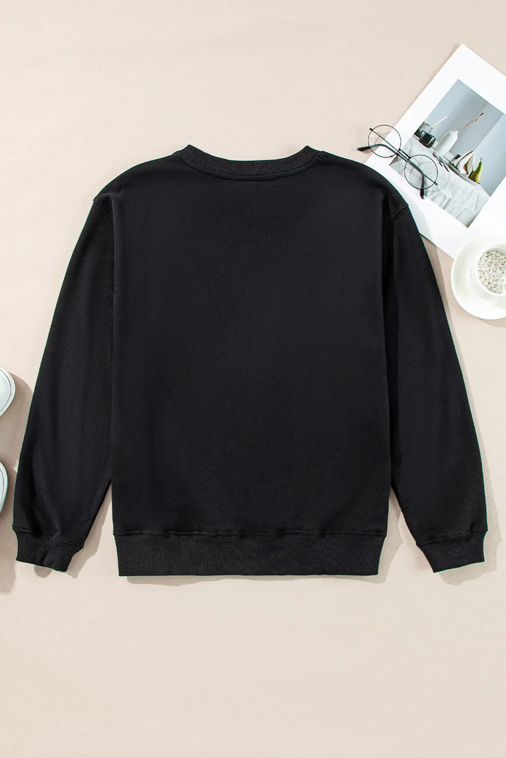 Graphic Round Neck Long Sleeve Sweatshirt, image 2