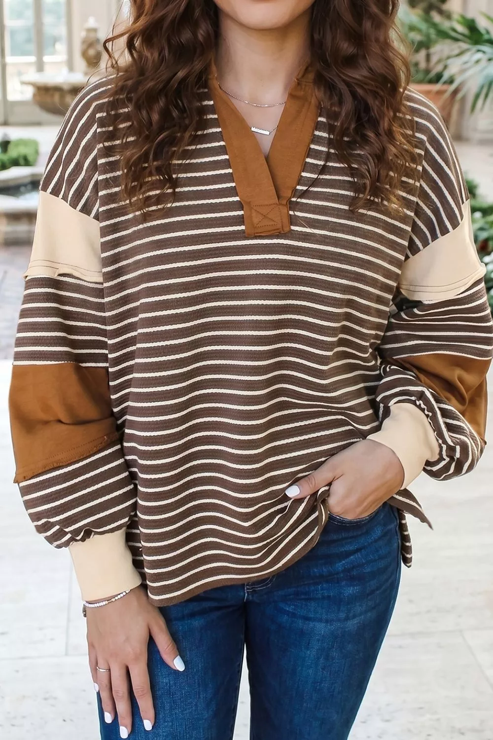 Striped Dropped Shoulder Sweatshirt, image 4