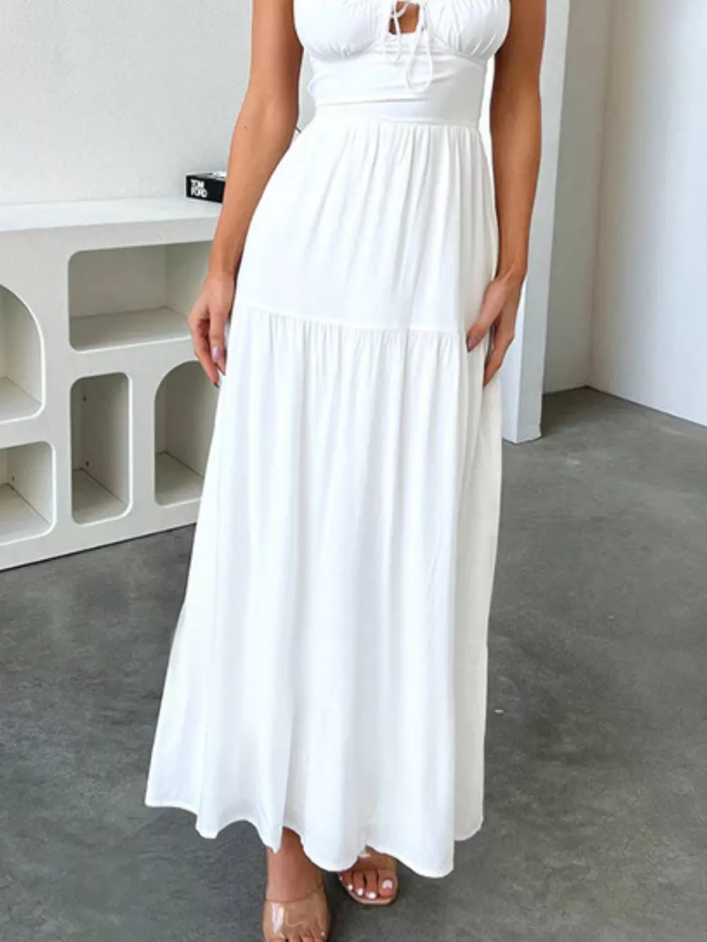 Backless Lace Up Spaghetti Strap Maxi Dress, image 7