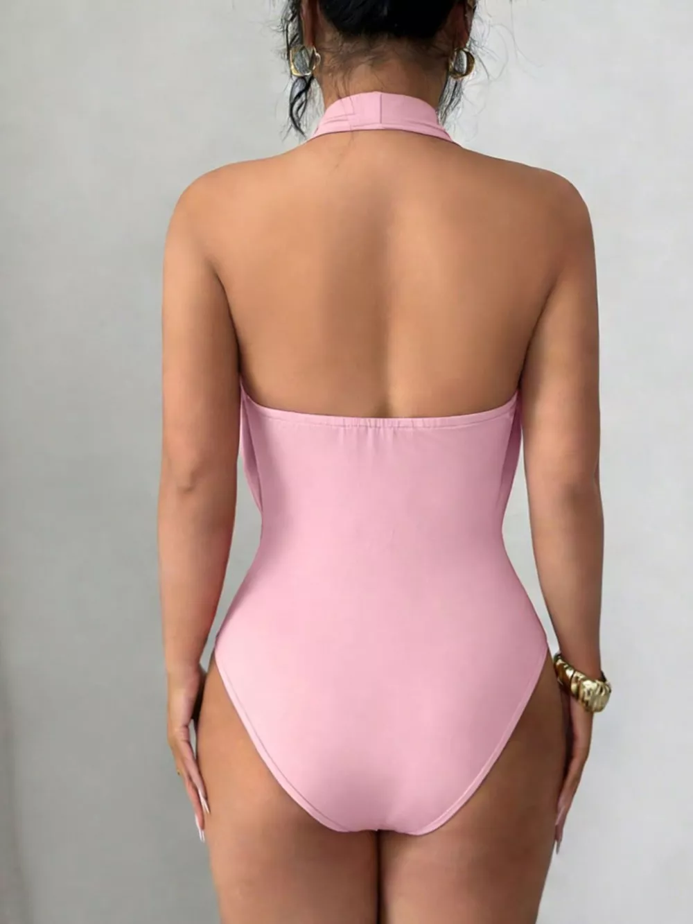 Halter Neck Ruched Ring Detail Bodysuit, image 10