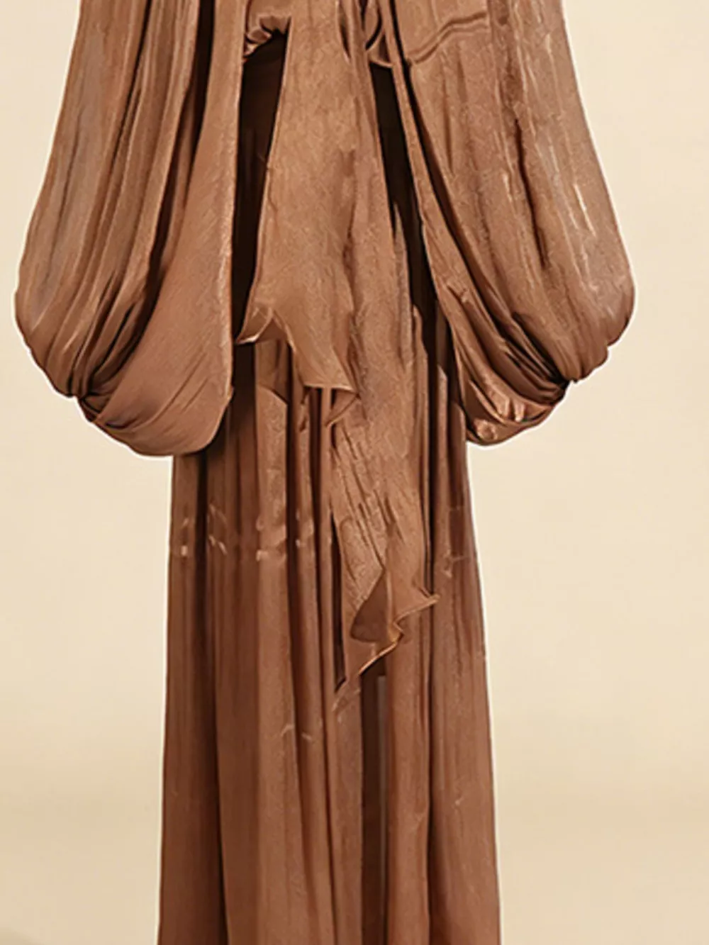 Tie Front Balloon Sleeve Midi Dress, image 2