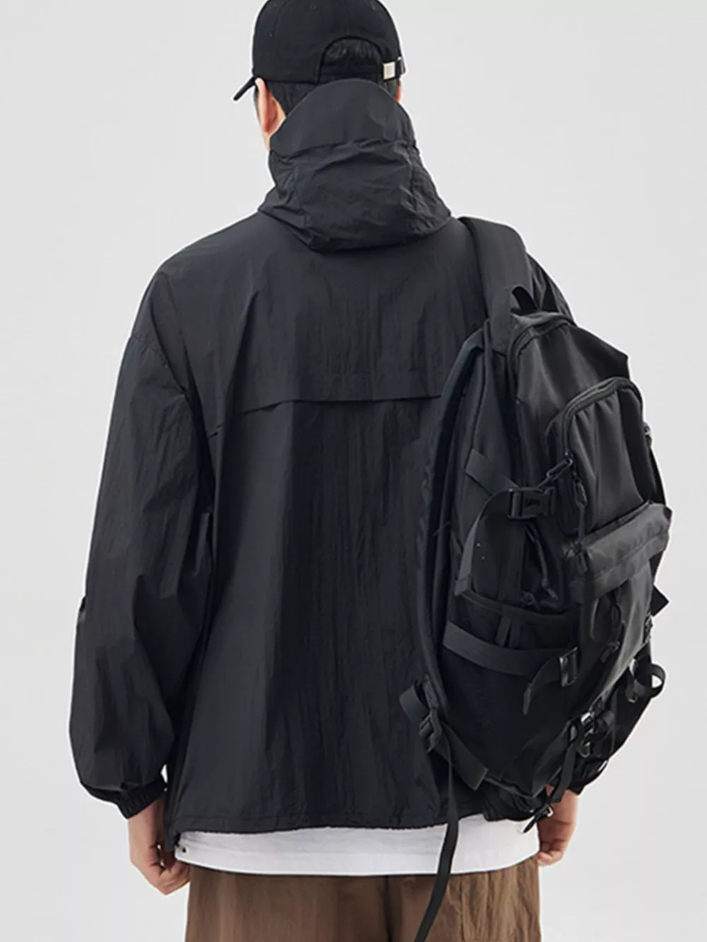 Men's Plus Size Lightweight Hooded Windbreaker Jacket, image 4