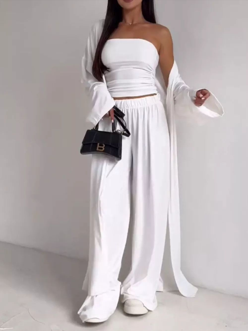 Tube Top & Cardigan & Pants Three Piece Set, image 5
