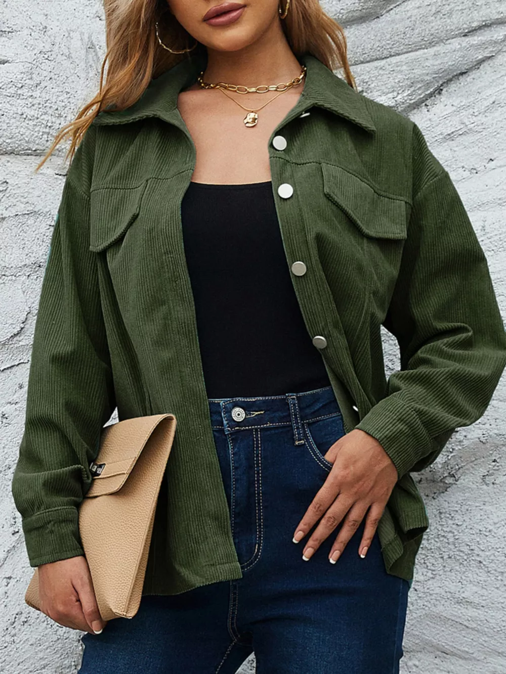 Corduroy Button-Down Shacket