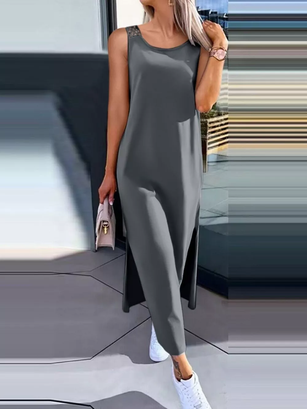 Side Slit Sleeveless Maxi Dress, image 13