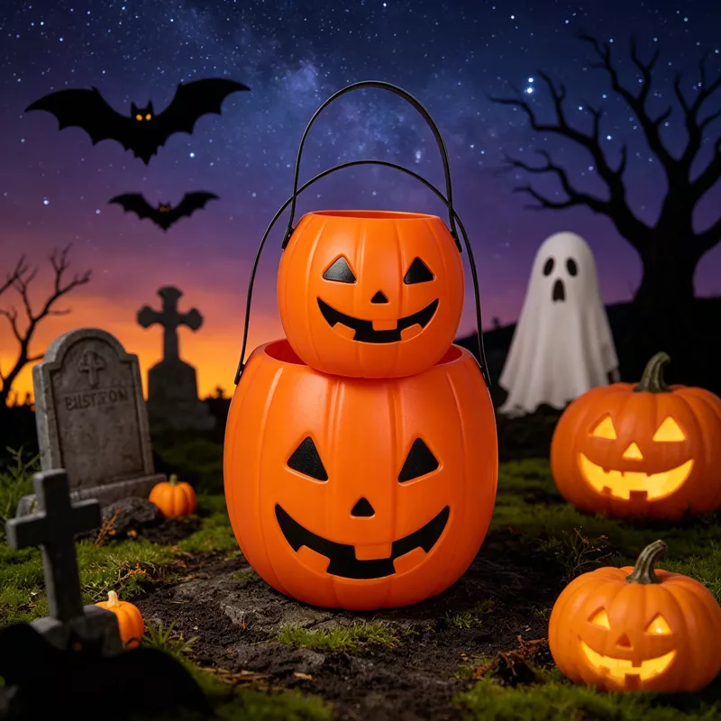 Halloween Decorative Pumpkin Bucket with Handle Set, image 5