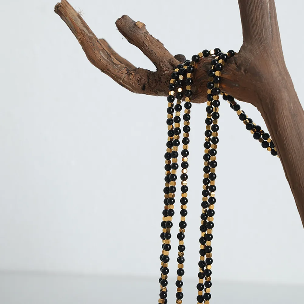 Agate Beaded Titanium Steel Necklace, image 6