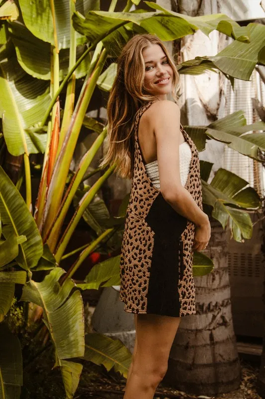 Leopard Sleeveless Overalls with Pockets, image 2