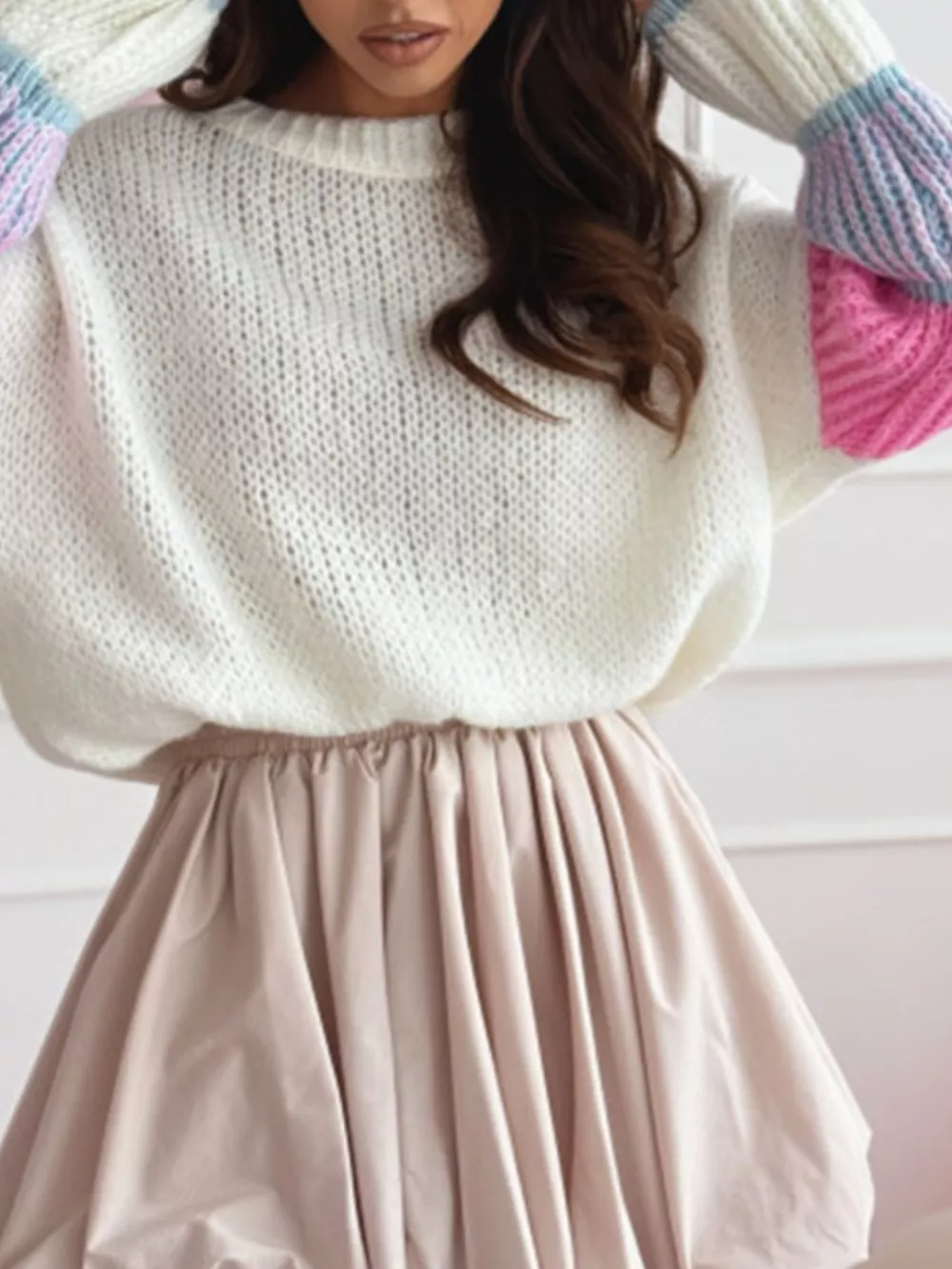 Color Block Round Neck Sweater, image 5