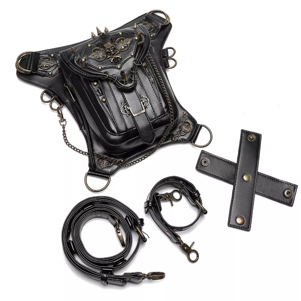 Steampunk Skull Decor Crossbody Bag, image 5