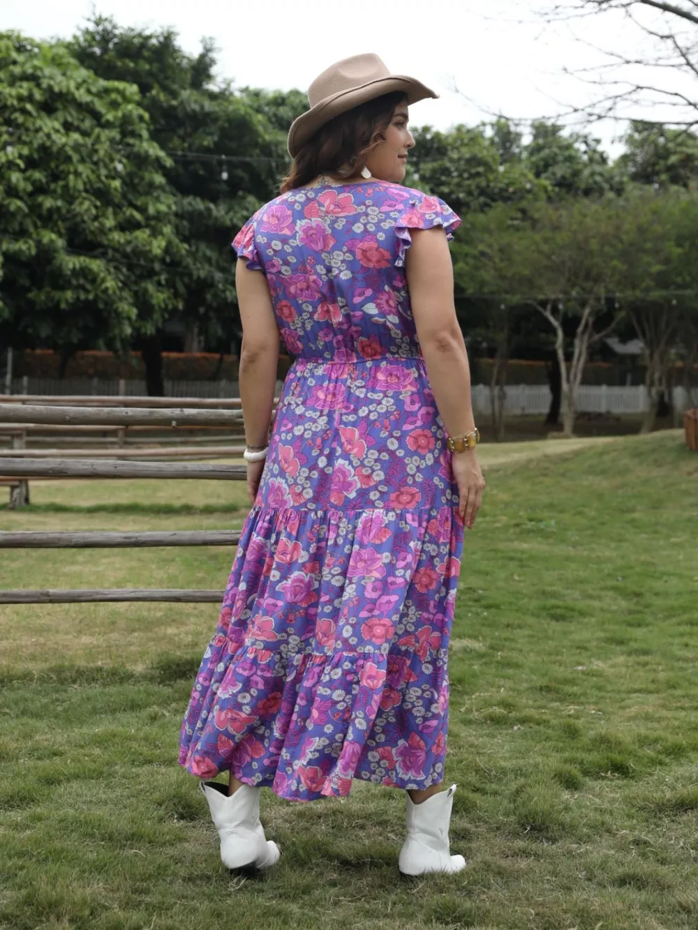 Plus Size Floral Print Tiered Maxi Dress, image 5