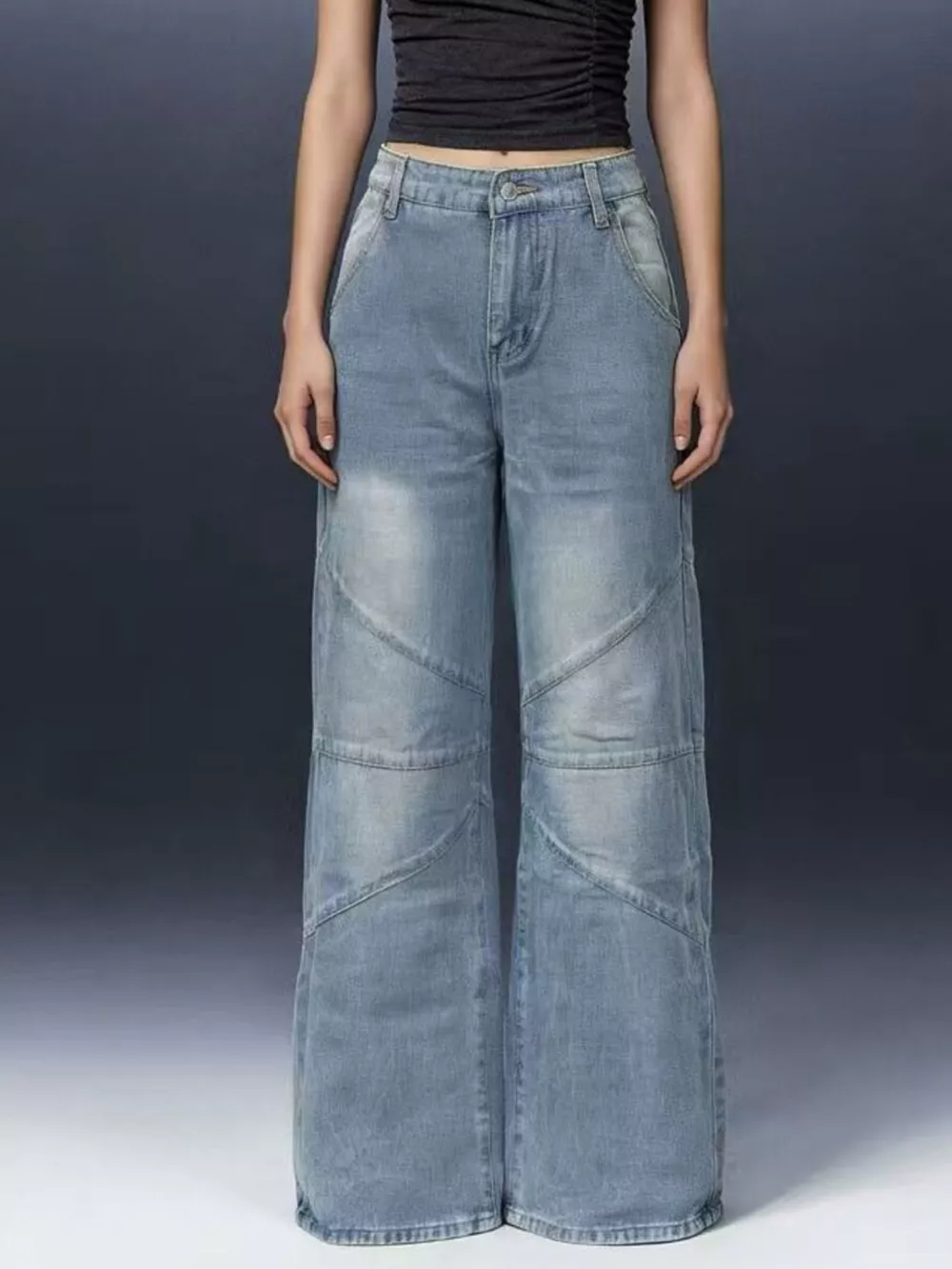 Vintage Wash Wide Leg Jeans, image 6