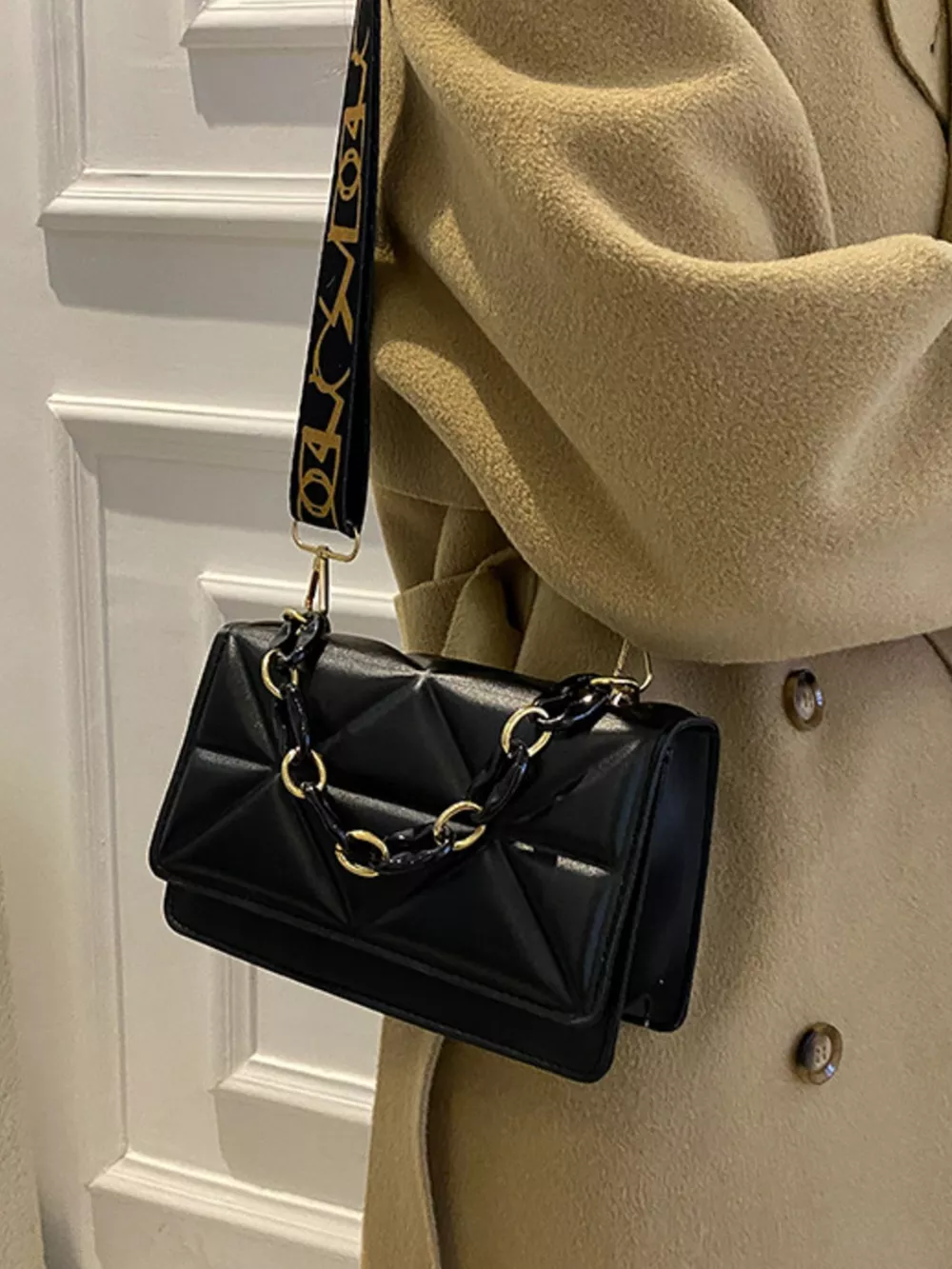 Quilted Adjustable Strap Crossbody Bag, image 6