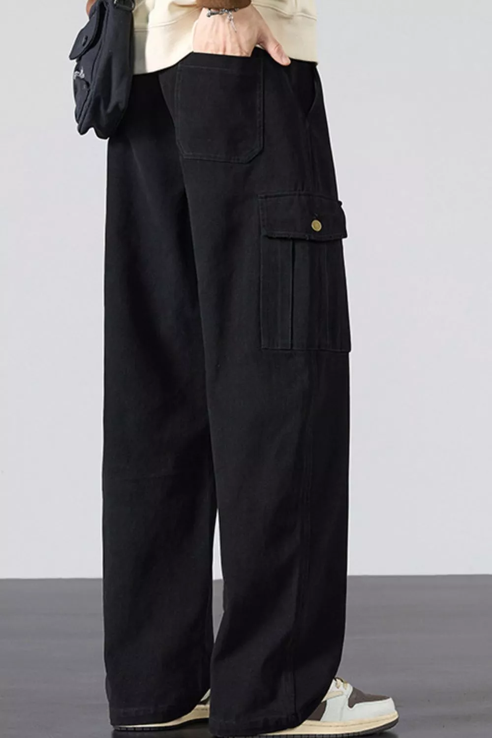 Men's Plus Size Drawstring Loose Fit Cargo Pants, image 6