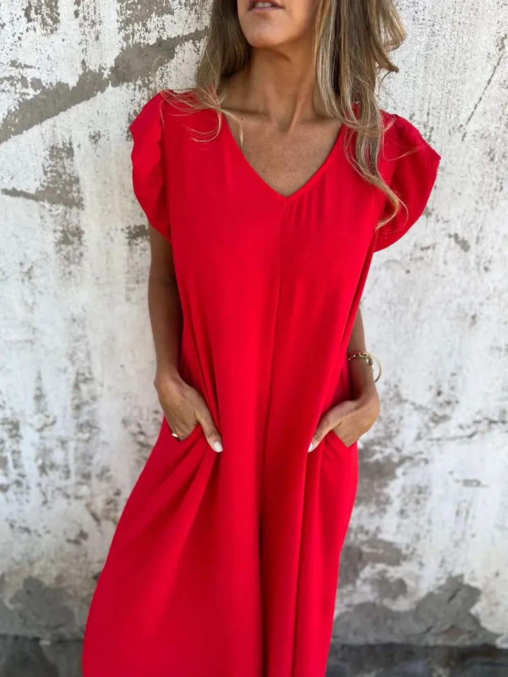 Full Size V-Neck Cap Sleeve Wide Leg Jumpsuit Plus Size, image 7