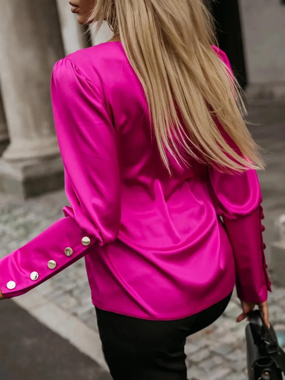 V-Neck Long Sleeve Blouse, image 12