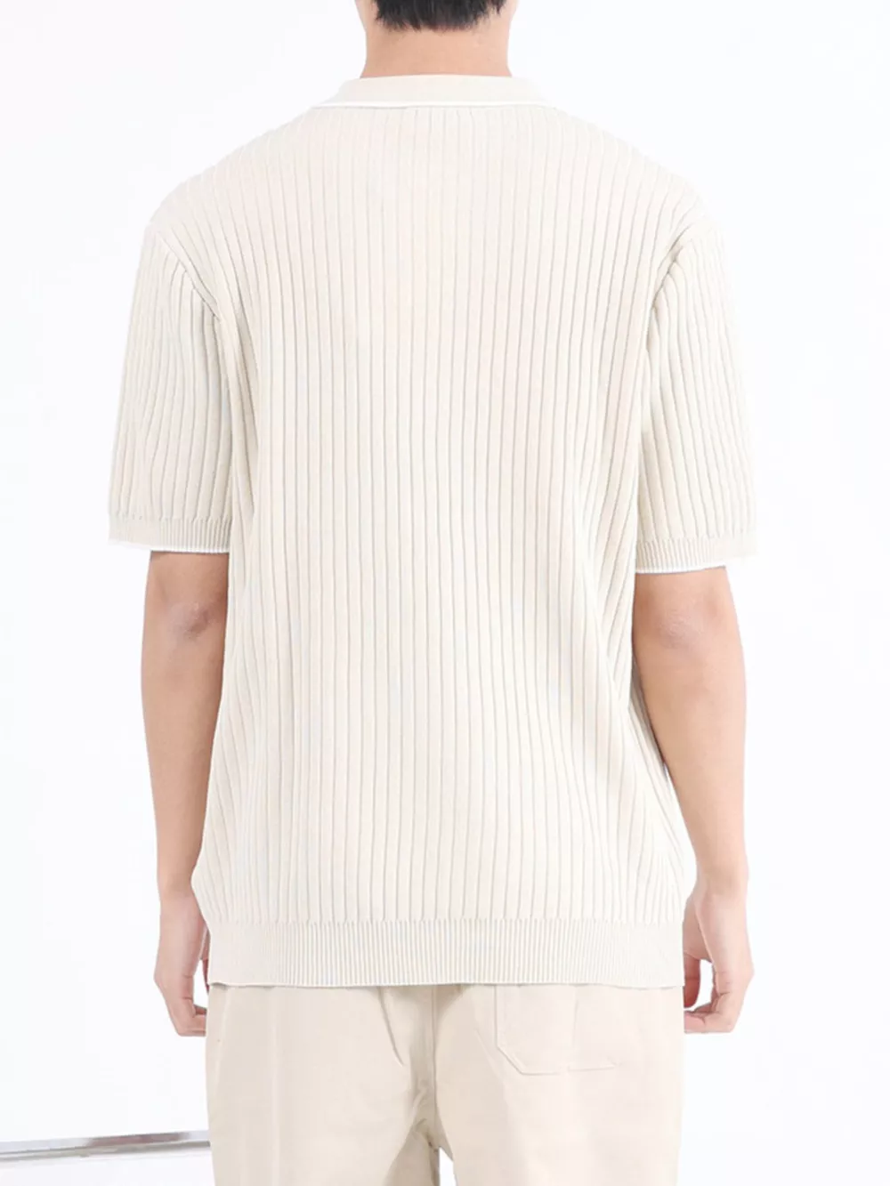 Men's Plus Size Ribbed Knit Zip-Up Polo, image 2