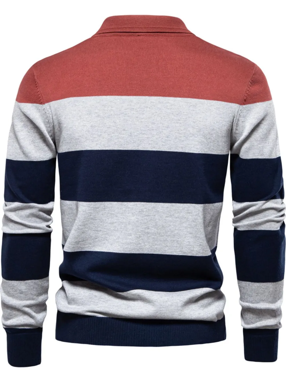 Men's Striped Long Sleeve Knit Polo, image 2