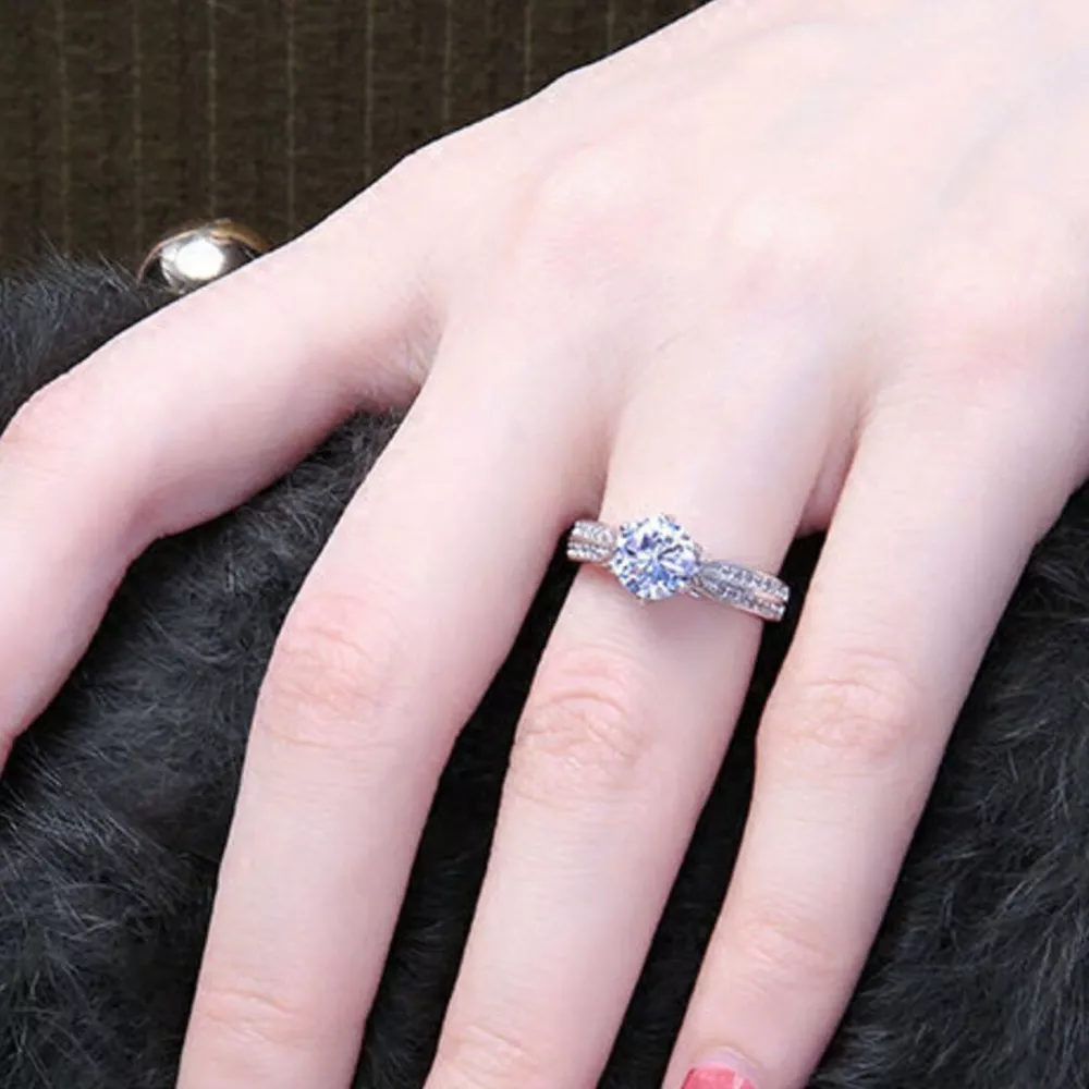 3 Carat 925 Sterling Silver Moissanite Geometric Ring, image 3