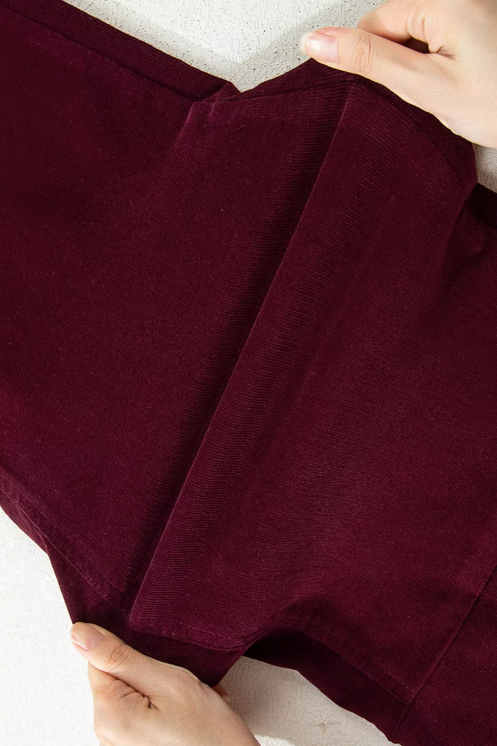 Corduroy Solid Color High Waist Wide Leg Pants, image 10