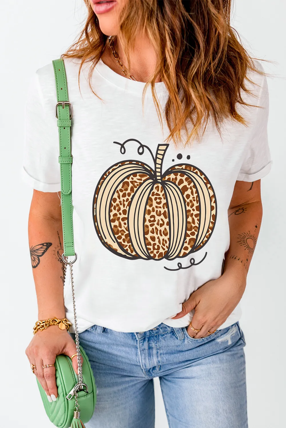 Pumpkin Round Neck Short Sleeve T-Shirt, image 2