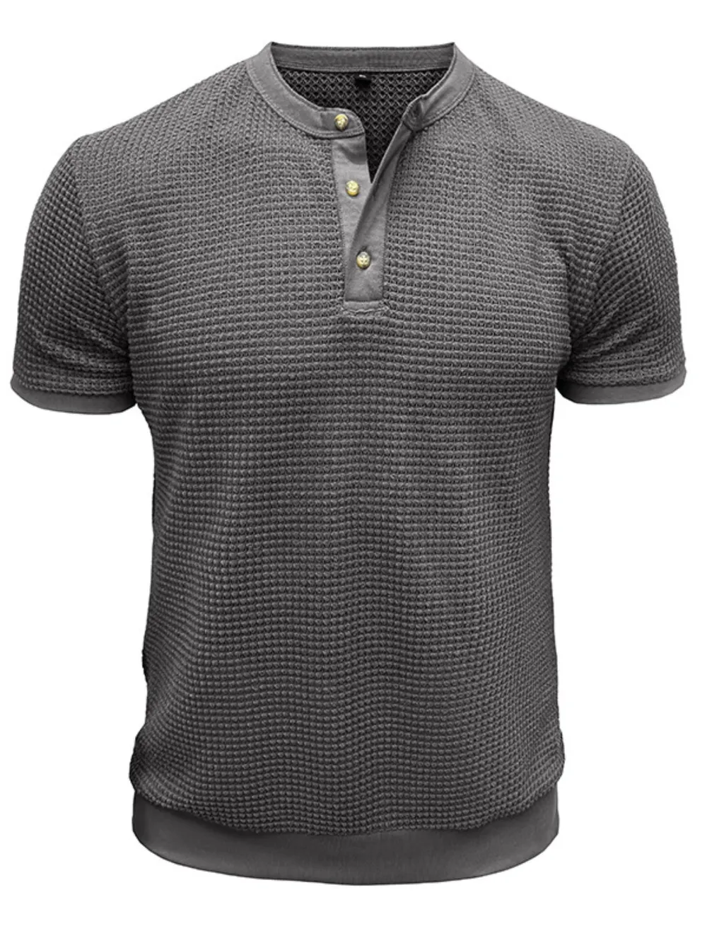 Men's Textured Henley Short Sleeve T-Shirt, image 3