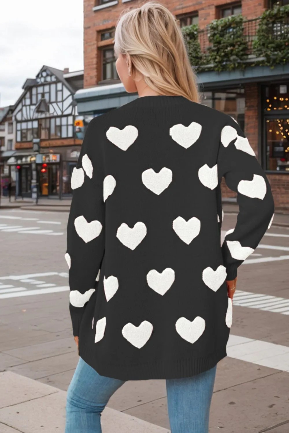 Heart Button Down Long Sleeve Cardigan, image 13