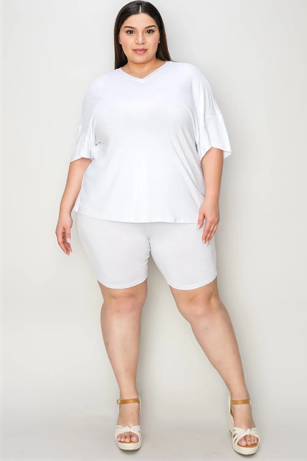 Bamboo Full Size V-Neck Drop Shoulder T-Shirt and Shorts Set, image 10