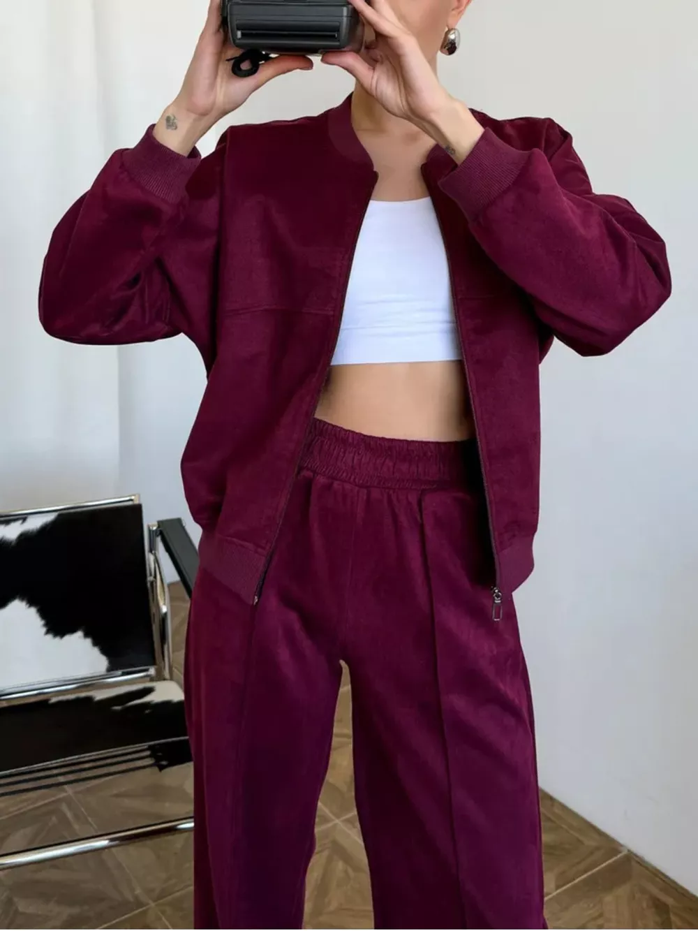 Zip Up Sweatshirt and Wide-Leg Pants Set, image 16