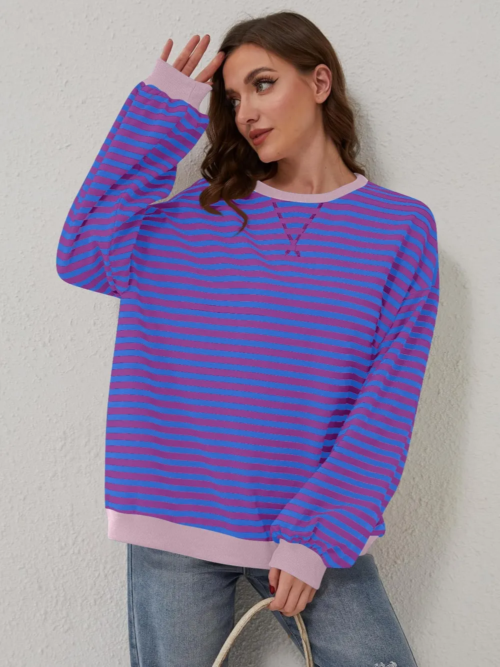 Contrast Striped Long Sleeve Sweatshirt, image 8